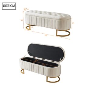 wohnli-moebel-suche-800001538882-1 SITZBANK aus Samt Luxuriöse Polsterbank mit Stauraum & Gold-Gestell Textil Urban Meuble Möbel > Bänke > Sitzbänke Beige
