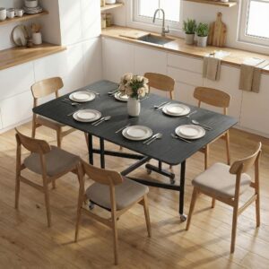 wohnli-moebel-suche-800001538888-1 ESSTISCH klappbar aus Spanplatte Stahl Schwarz Holzwerkstoff HOMCOM Möbel > Tische > Esstische Schwarz