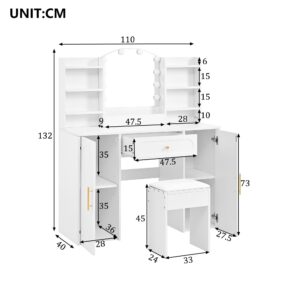 wohnli-moebel-suche-800001538934-1 SCHMINKTISCH LED mit Hocker Spiegel Stauraum Holzwerkstoff Urban Meuble Möbel > Kommoden & Schubladenschränke > Kommoden Weiß