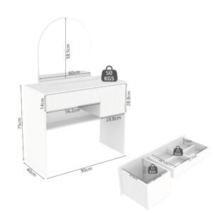 wohnli-moebel-suche-800001538936-1 SCHMINKTISCH weiß mit Spiegel Schubladen modern Holzwerkstoff Urban Meuble Möbel > Kommoden & Schubladenschränke > Kommoden Weiß