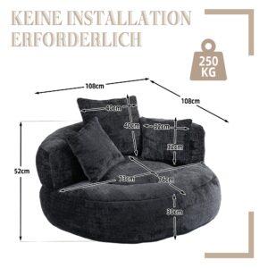 wohnli-moebel-suche-800001538999-1 SESSEL chenille bodensessel rund mit kissen Textil Urban Meuble Möbel > Sessel > Polstersessel Schwarz