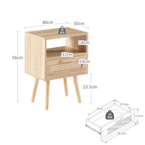 NACHTTISCH mdf rattan naturholzoptik mit schublade Holzwerkstoff Urban Meuble Möbel > Kommoden & Schubladenschränke > Nachttische Braun