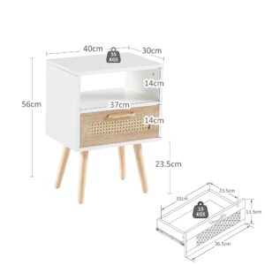 wohnli-moebel-suche-800001539045-1 NACHTTISCH weiß rattan nachttisch mit schublade Holzwerkstoff Urban Meuble Möbel > Kommoden & Schubladenschränke > Nachttische Weiß