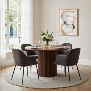 wohnli-moebel-suche-800001539051-1 ESSTISCH rund walnuss optik säulenfuß 100cm Holzwerkstoff Urban Meuble Möbel > Tische > Esstische Braun