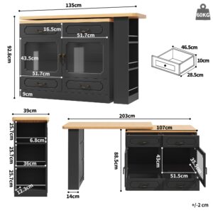 wohnli-moebel-suche-800001539059-1 BARTISCH schwarz & eiche-optik ausziehbar mit 360° drehfunktion & led Holzwerkstoff Urban Meuble Möbel > Tische > Bartische Schwarz