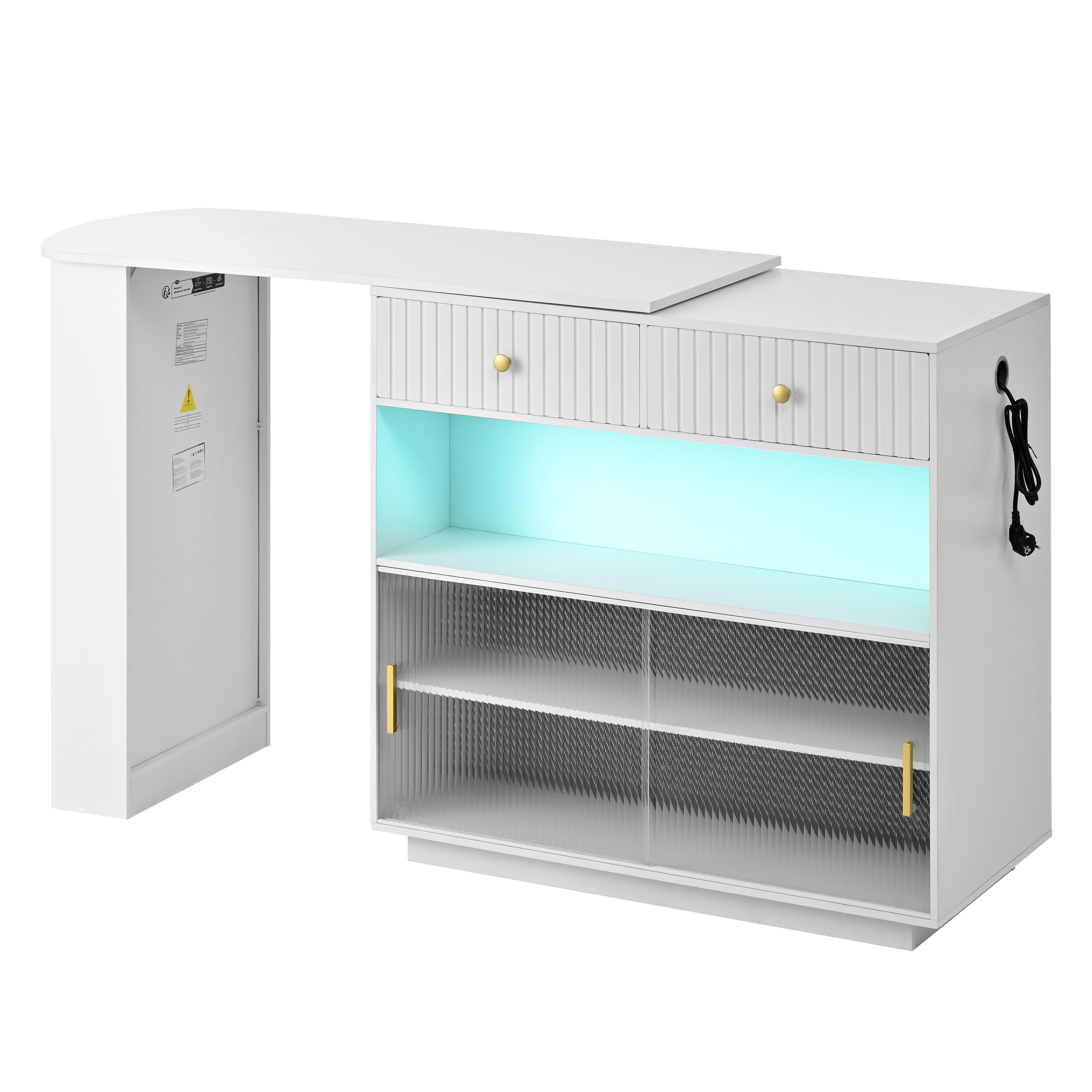 wohnli-moebel-suche-800001539060 Wohnli Möbelsuche - BARTISCH mit sideboard in weiß mit riffelglas