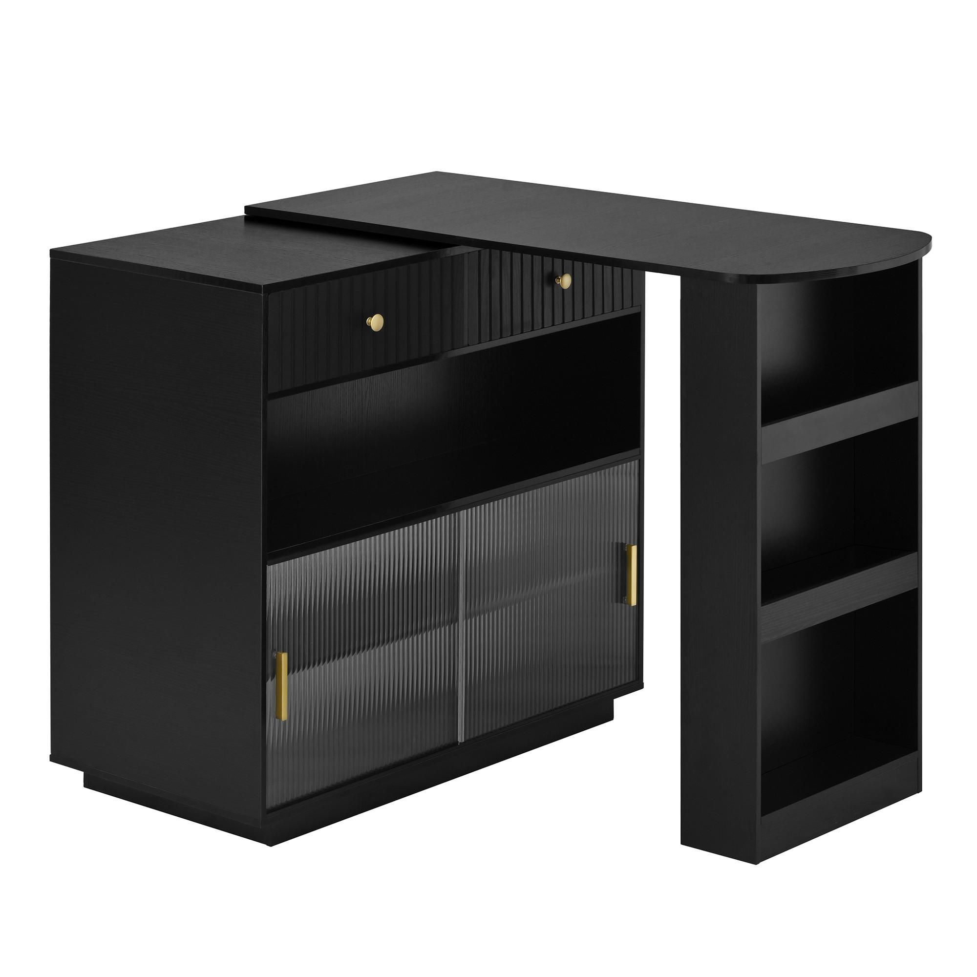 wohnli-moebel-suche-800001539061 Wohnli Möbelsuche - BARTISCH schwarz mit 360° drehbarem sideboard & led-beleuchtung