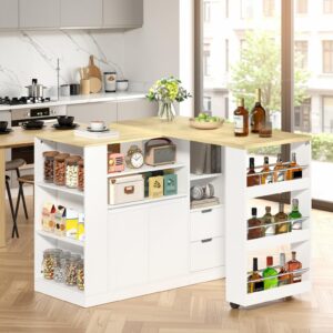 BARTISCH kücheninsel ausziehbar holzoptik stauraum Holzwerkstoff Urban Meuble Möbel > Tische > Bartische Weiß