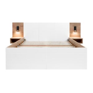 wohnli-moebel-suche-800001539070 Wohnli Möbelsuche - POLSTERBETT massivholz eiche & weiß 160X200 mit nachtkommoden & bettschubladen