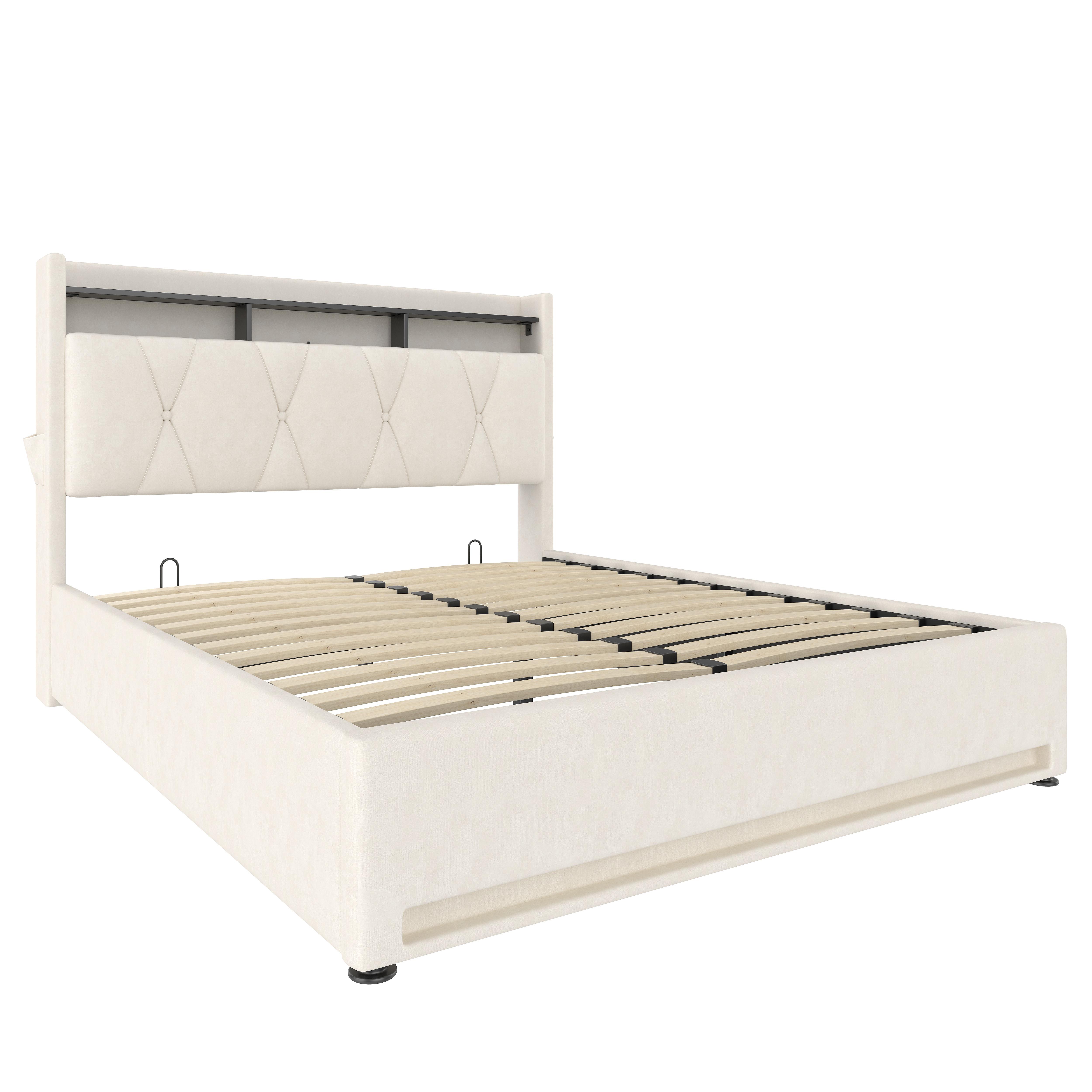 wohnli-moebel-suche-800001539073 Wohnli Möbelsuche - POLSTERBETT samt beige 160x200 cm mit led-beleuchtung