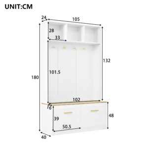 wohnli-moebel-suche-800001539089-1 GARDEROBE holzoptik weiß sitzbank stauraum Holzwerkstoff Urban Meuble Garderoben Weiß