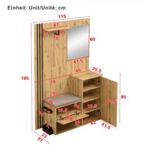 wohnli-moebel-suche-800001539091-1 KOMPAKTGARDEROBE in Natur-Optik – mit Spiegel & Schirmständer Holzwerkstoff Urban Meuble Garderoben Braun