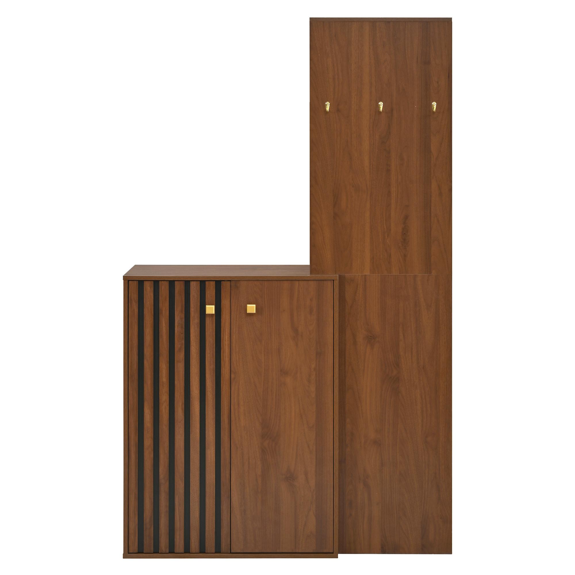 wohnli-moebel-suche-800001539097 Wohnli Möbelsuche - KOMPAKTGARDEROBE in Walnuss-Optik – mit Schuhschrank & Paneel
