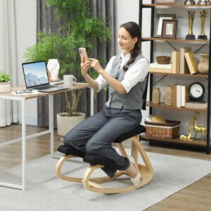 KNIEBANK lackiert Schwarz 84/51/93 cm Holz HOMCOM Möbel > Sessel > Hocker Schwarz