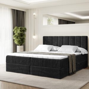 wohnli-moebel-suche-800001540741-1 BOXBETT mit Matratze H3 und Lattenrost - OTTA - 180x200 cm Schwarz Holzwerkstoff ALTDECOR Möbel > Betten > Boxspringbetten Schwarz