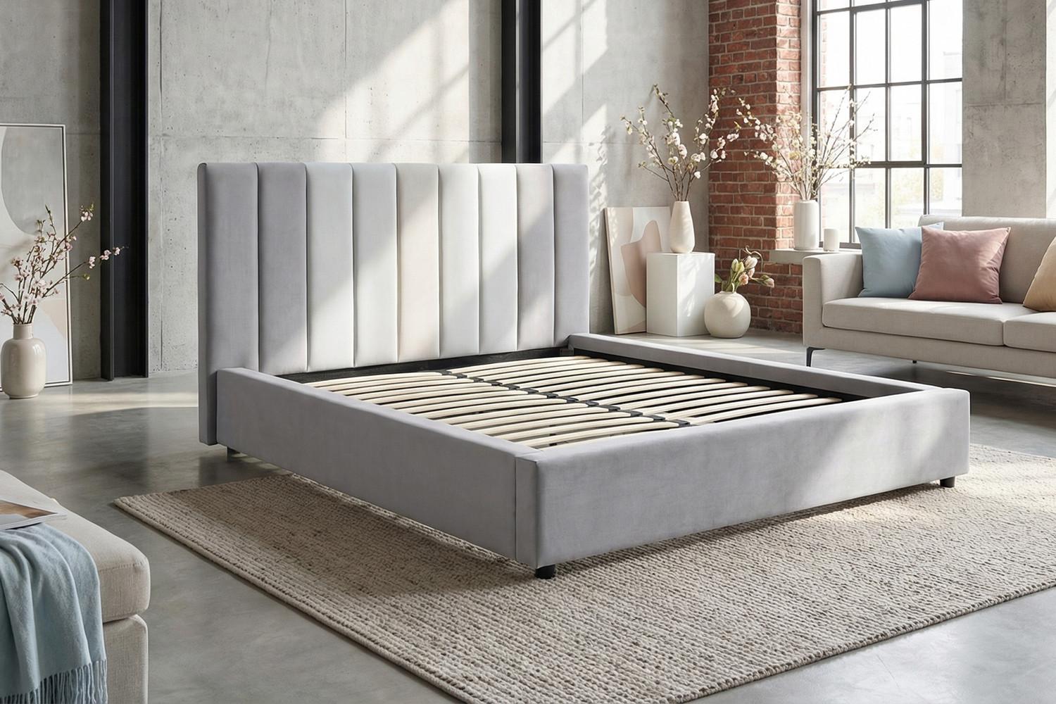 wohnli-moebel-suche-800001540781-1 POLSTERBETT CATTURA Grau Velvet Textil KAWOLA Möbel > Betten > Polsterbetten Grau