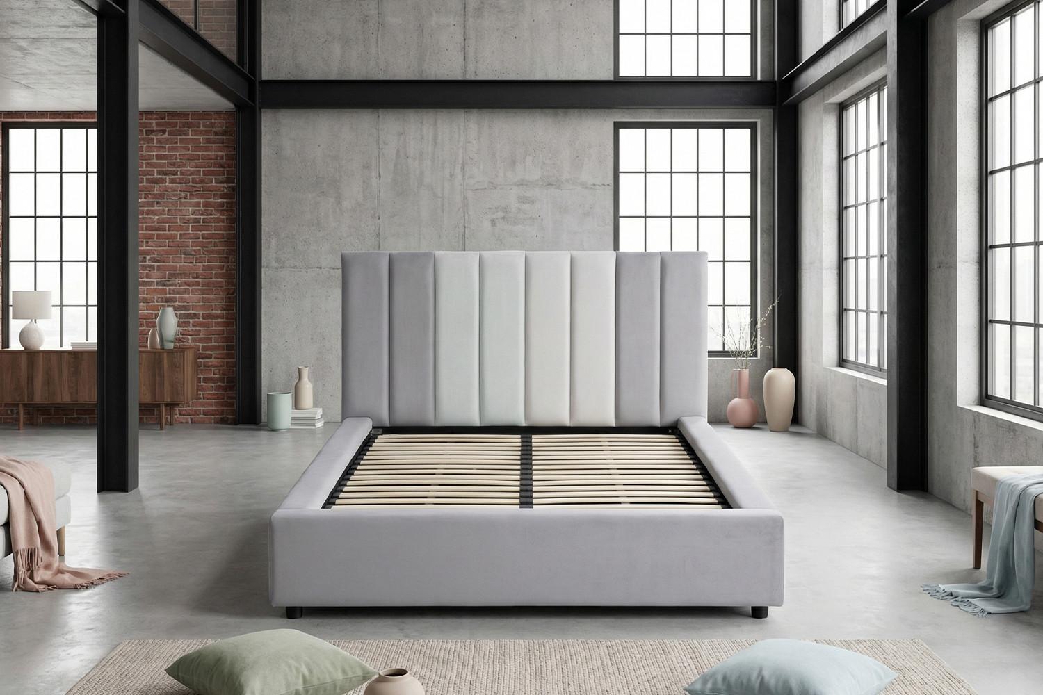 wohnli-moebel-suche-800001540782-1 POLSTERBETT CATTURA Grau Velvet Textil KAWOLA Möbel > Betten > Polsterbetten Grau