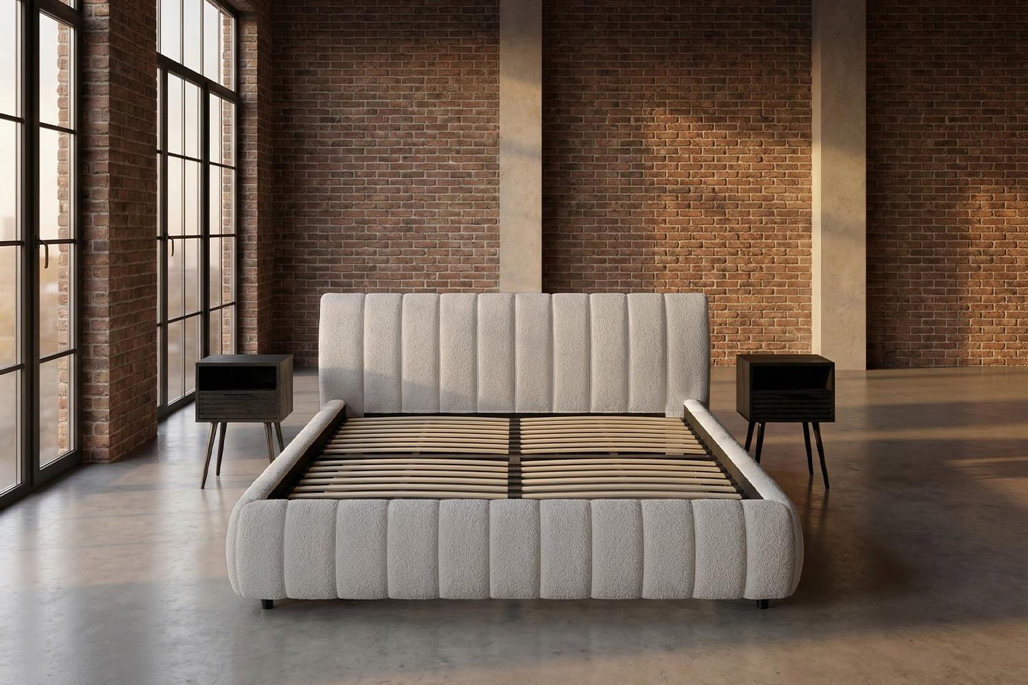 wohnli-moebel-suche-800001540789-1 POLSTERBETT ALIOTTA Grau Bouclé Textil KAWOLA Möbel > Betten > Polsterbetten Grau