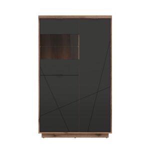 wohnli-moebel-suche-800001544805-1 VITRINE Sven Schwarz und Holz Holzwerkstoff Petits-meubles Möbel > Schränke > Vitrinen Schwarz