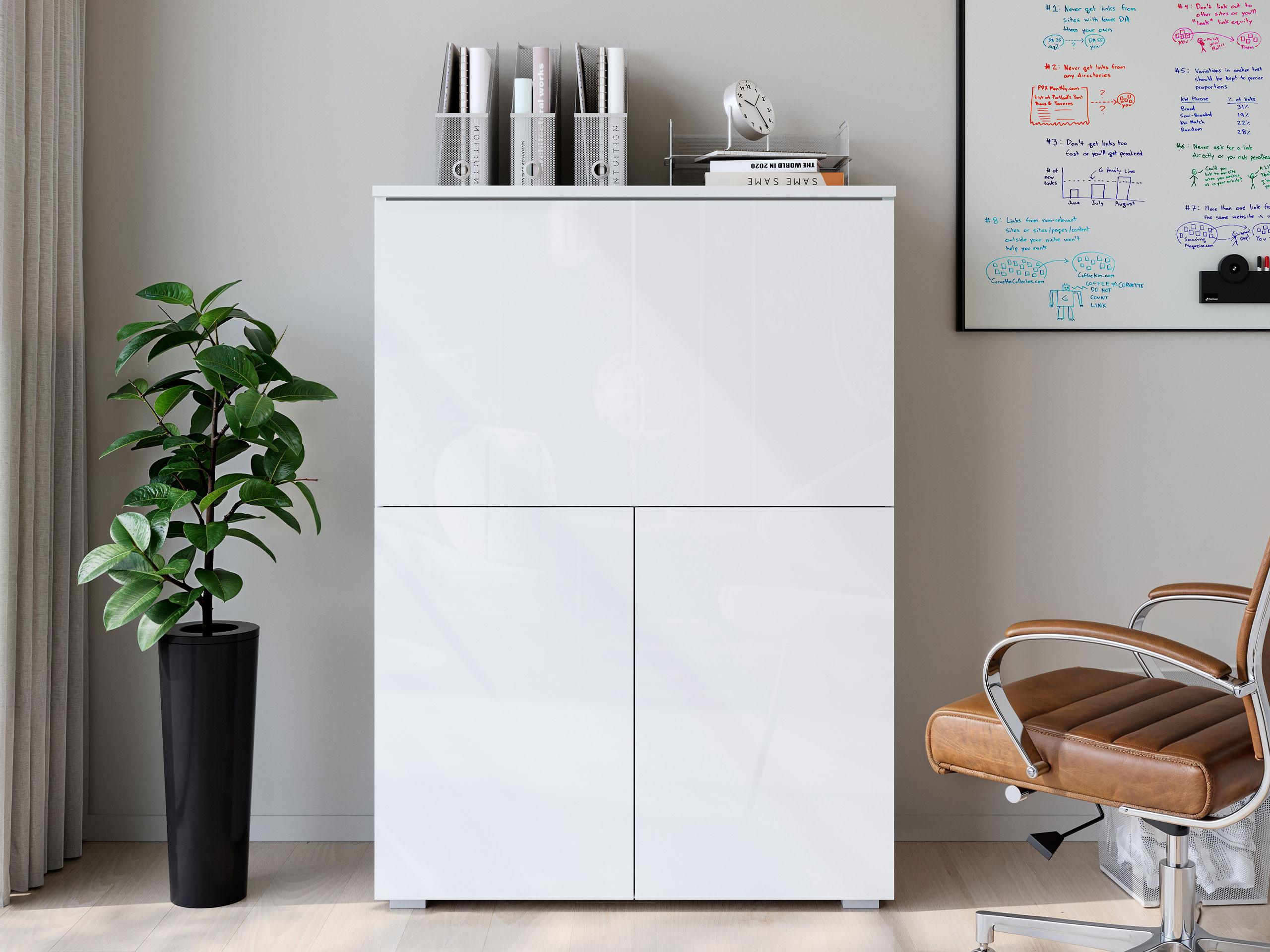 KOMMODE / SCHREIBTISCH Vera 90 mit LED Beleuchtung Holzwerkstoff MIRJAN24 Möbel > Kommoden & Schubladenschränke > Kommoden Weiß