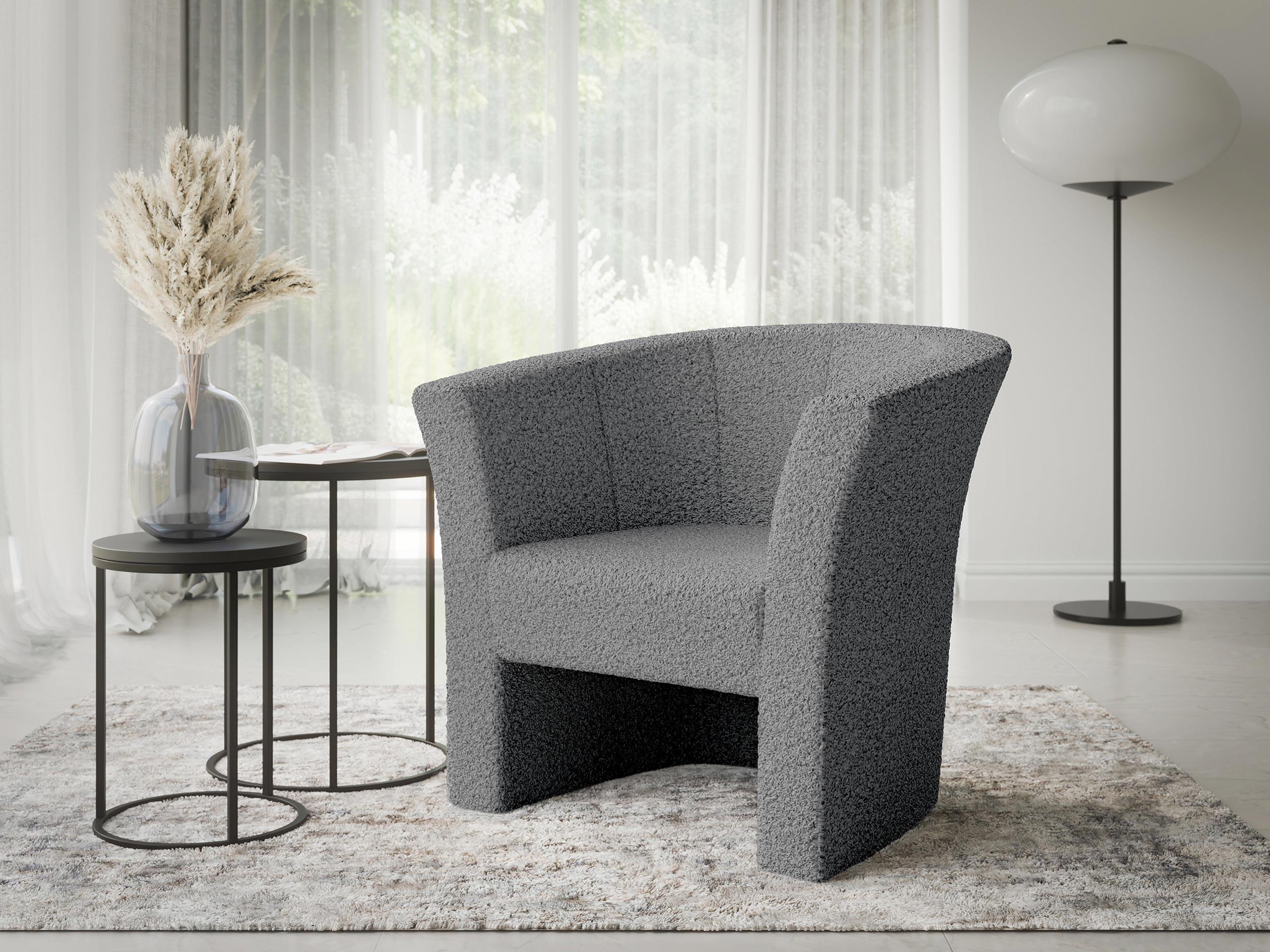 SESSEL Niko Boucle Holzwerkstoff MIRJAN24 Möbel > Sessel > Polstersessel Grau