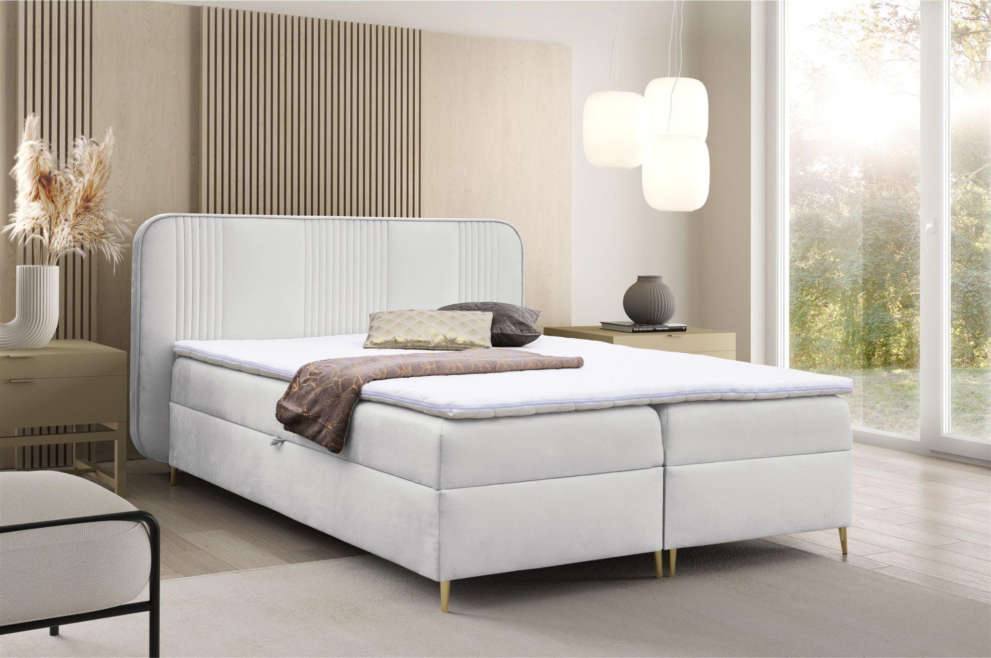 BOXBETT Avery Premium überlänge Textil Fun Möbel Möbel > Betten > Boxspringbetten Weiß