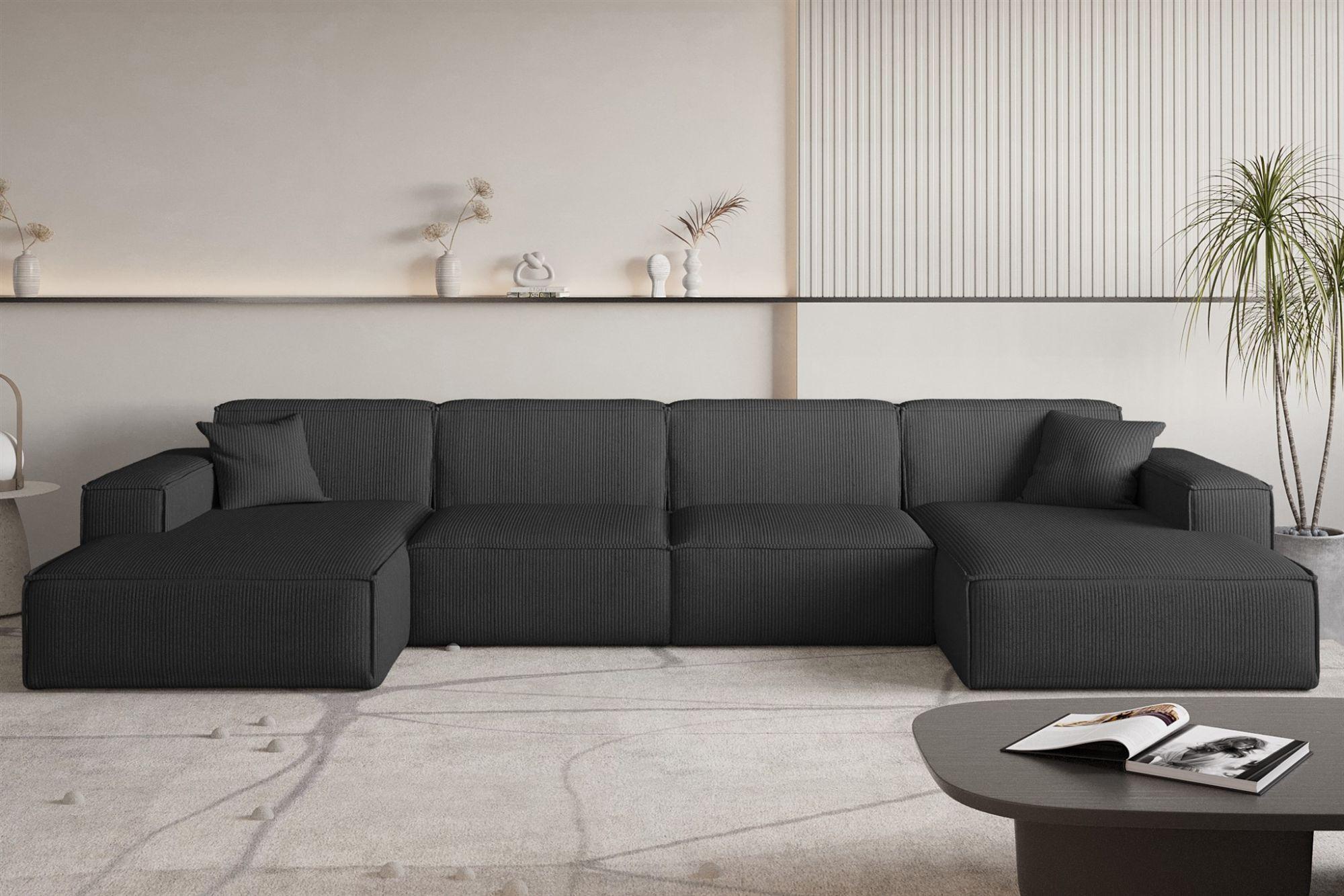 wohnli-moebel-suche-800001547960-1 WOHNLANDSCHAFT Celes Premium In Scala Textil Fun Möbel Möbel > Sofas & Couches > Wohnlandschaften > Wohnlandschaften U-Form Schwarz