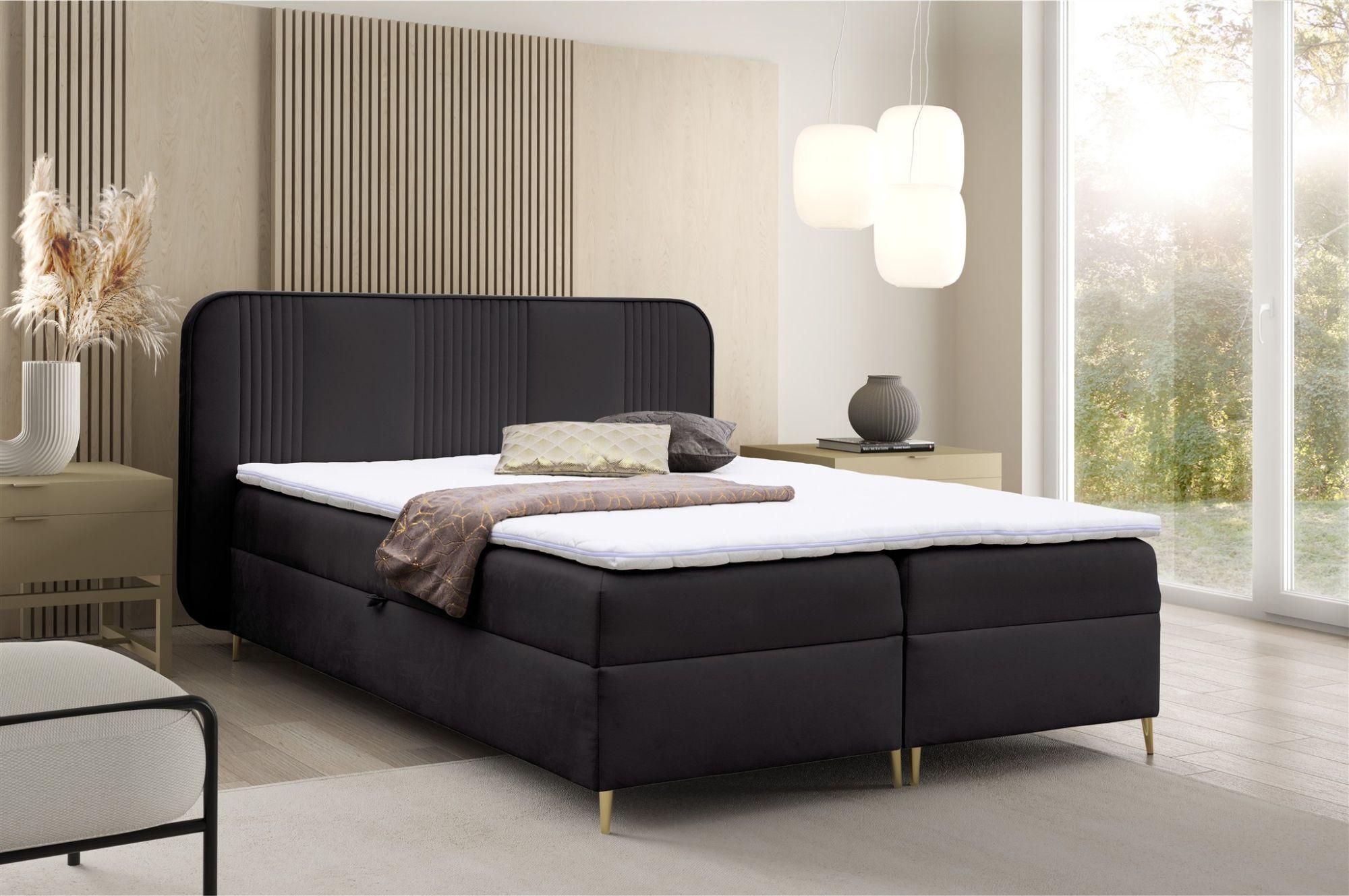 BOXBETT Avery Premium überlänge Textil Fun Möbel Möbel > Betten > Boxspringbetten Schwarz