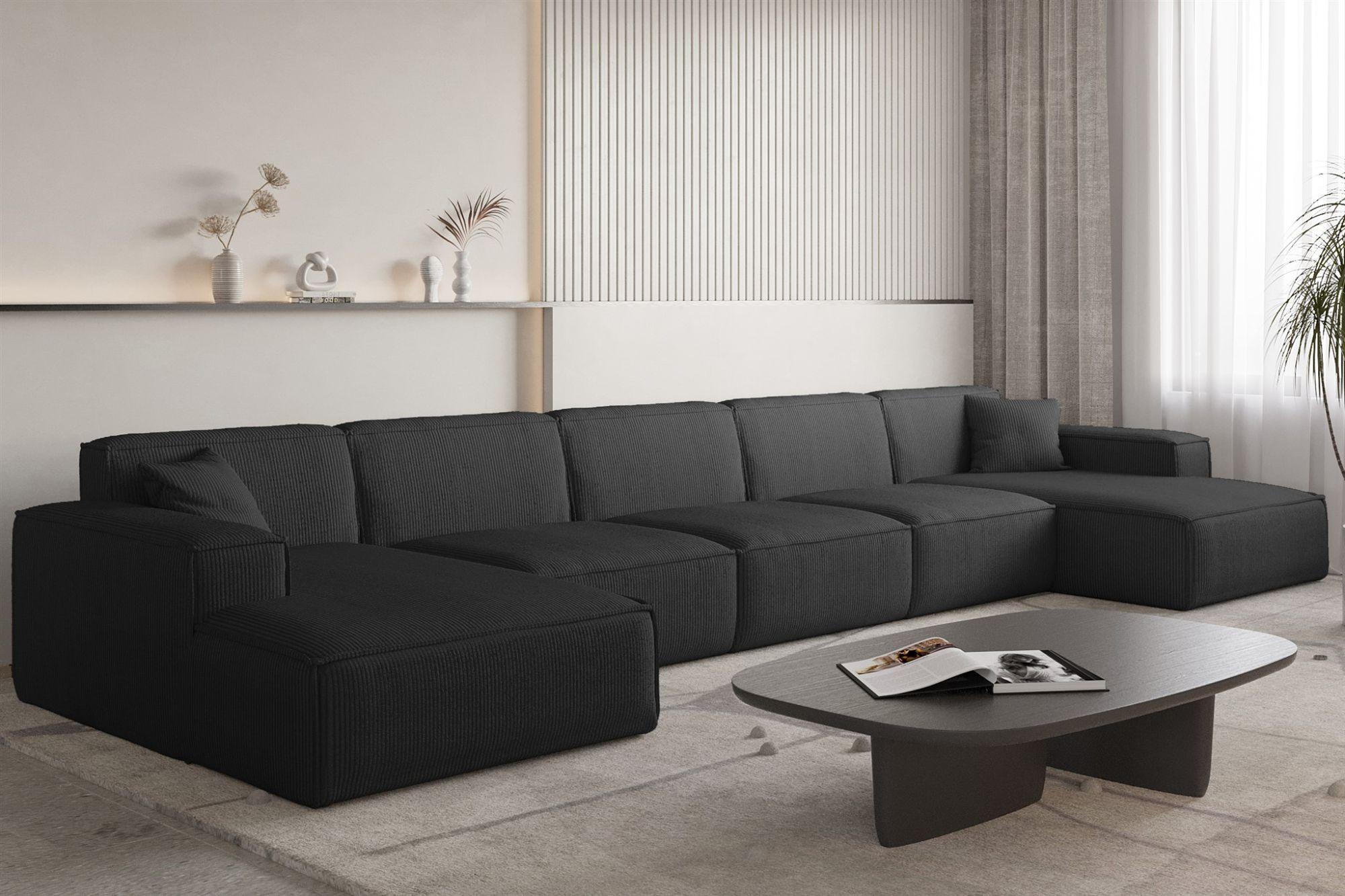 WOHNLANDSCHAFT Celes Premium Xl Scala Textil Fun Möbel Möbel > Sofas & Couches > Wohnlandschaften > Wohnlandschaften U-Form Schwarz