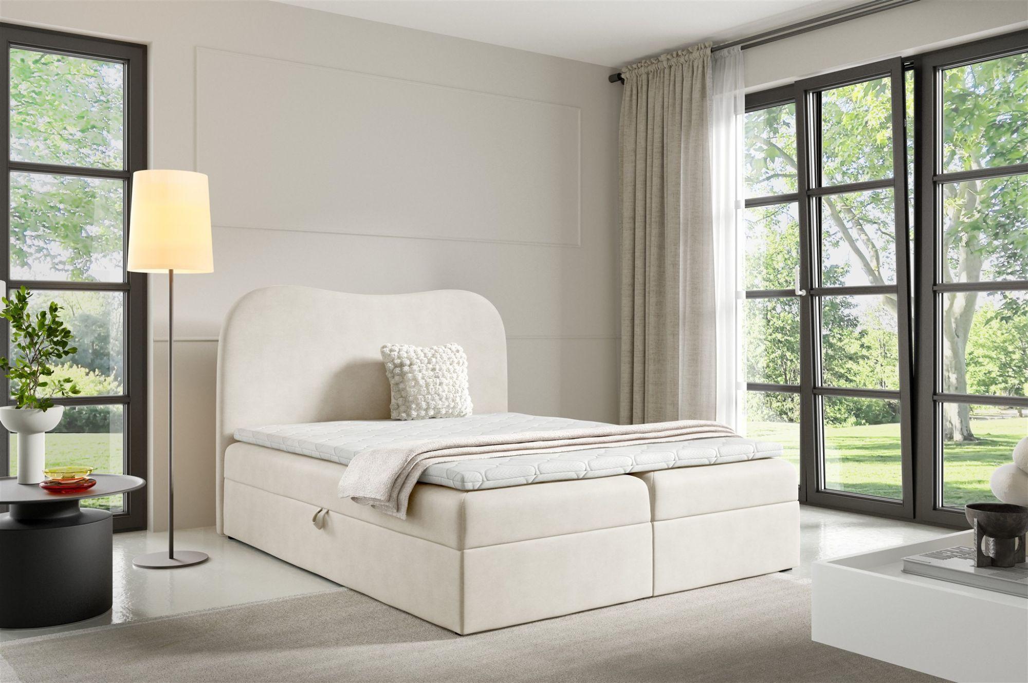 BOXBETT Darlin Premium Textil Fun Möbel Möbel > Betten > Boxspringbetten Weiß