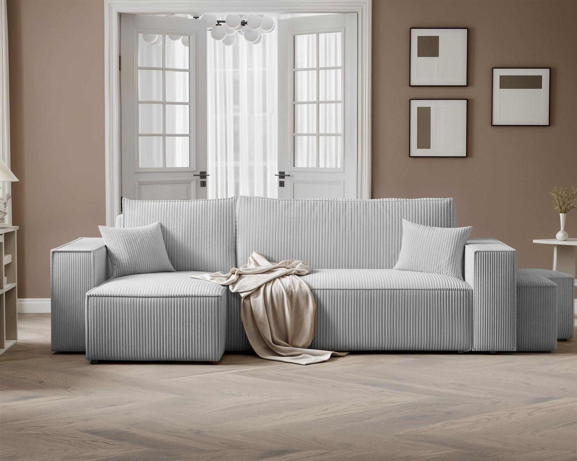 ECKSOFA Adara Inkl. Hocker Textil Fun Möbel Möbel > Sofas & Couches > Wohnlandschaften > Ecksofas Grau