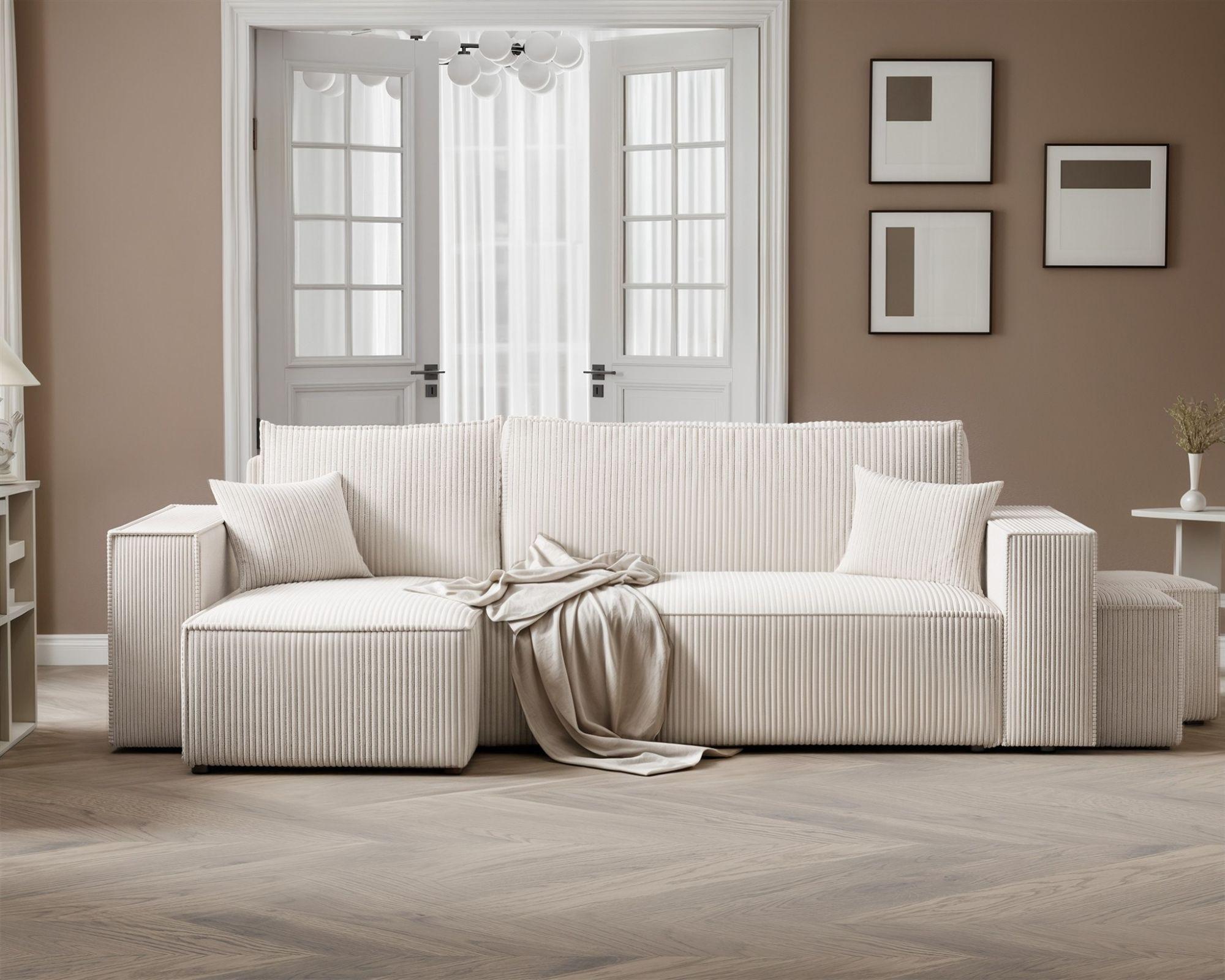 ECKSOFA Adara Inkl. Hocker Textil Fun Möbel Möbel > Sofas & Couches > Wohnlandschaften > Ecksofas Weiß