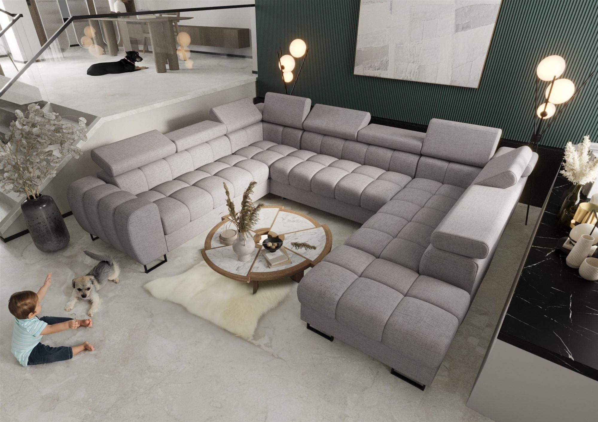 WOHNLANDSCHAFT Bastien Xl Textil Fun Möbel Möbel > Sofas & Couches > Wohnlandschaften > Wohnlandschaften U-Form Grau