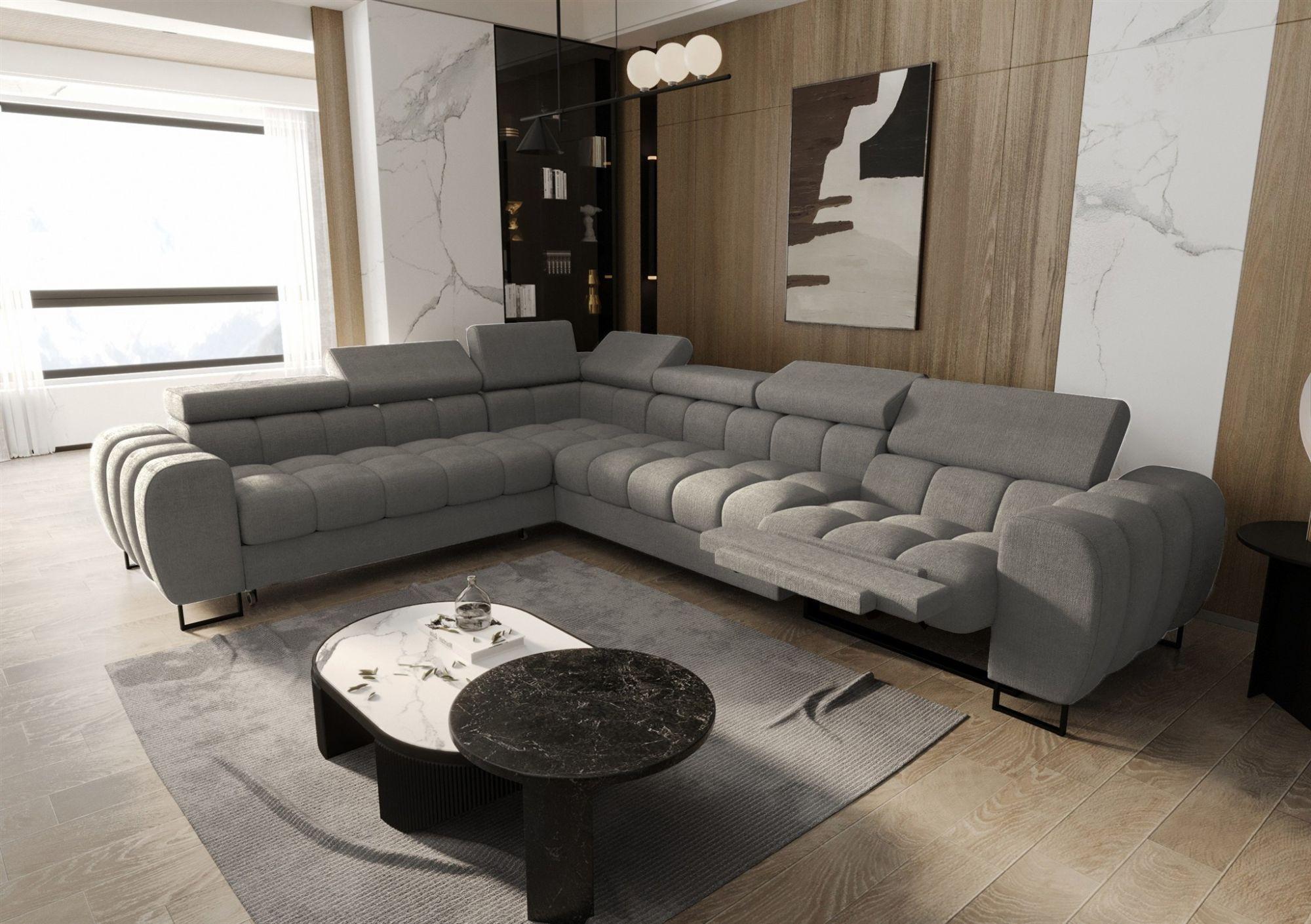 ECKSOFA Bastien Relax Textil Fun Möbel Möbel > Sofas & Couches > Wohnlandschaften > Ecksofas Grau