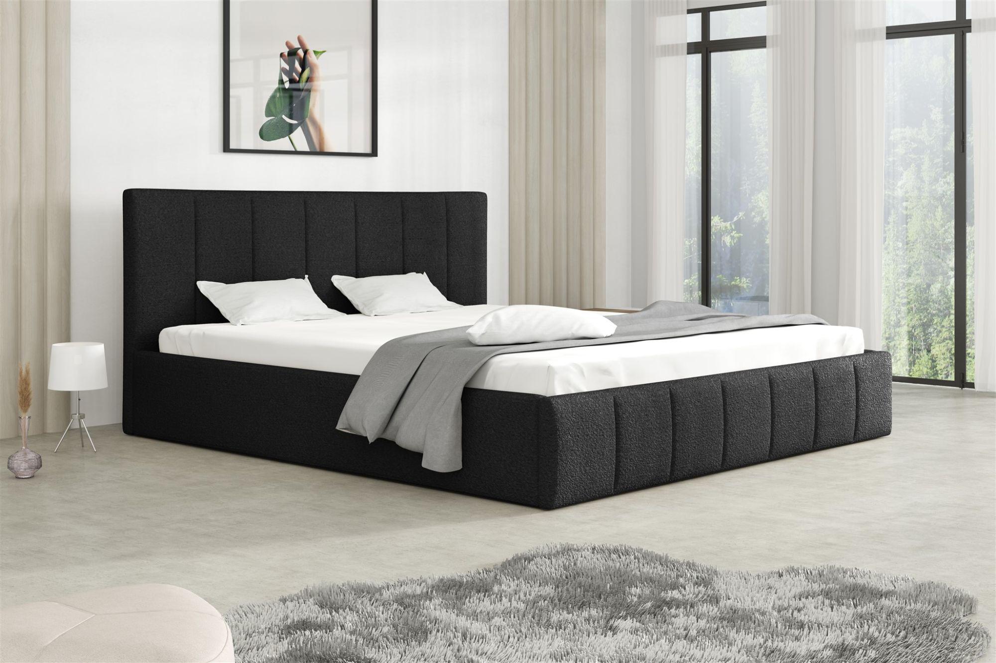 wohnli-moebel-suche-800001548331-1 POLSTERBETT Detroit Ohne Matratze Textil Fun Möbel Möbel > Betten > Polsterbetten Schwarz