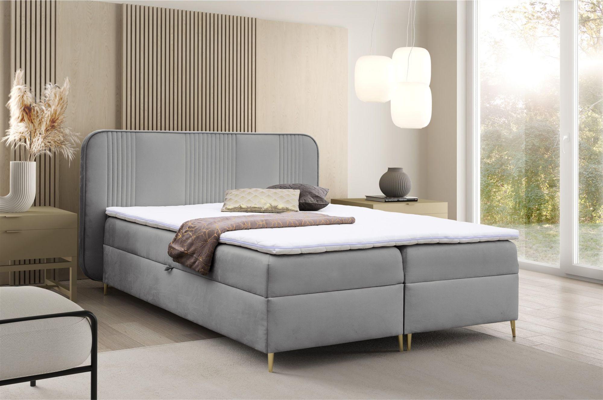 BOXBETT Avery Premium Textil Fun Möbel Möbel > Betten > Boxspringbetten Grau