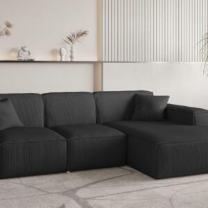 ECKSOFA Celes Premium Stoff Scala Textil Fun Möbel Möbel > Sofas & Couches > Wohnlandschaften > Ecksofas Schwarz