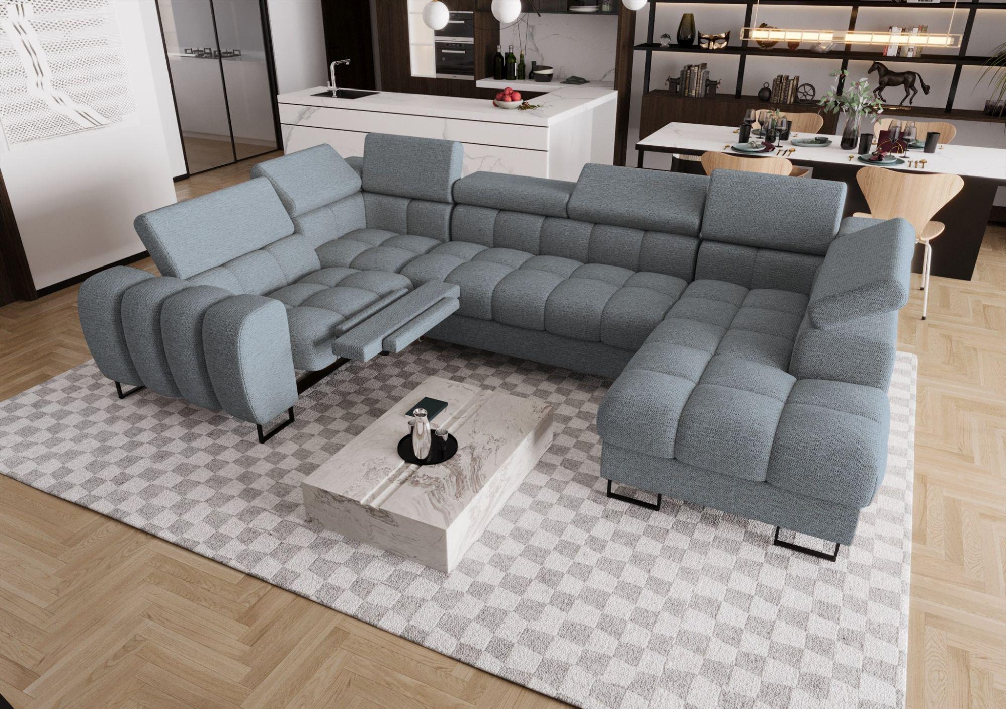 WOHNLANDSCHAFT Bastien Relax Textil Fun Möbel Möbel > Sofas & Couches > Wohnlandschaften > Wohnlandschaften U-Form Grau