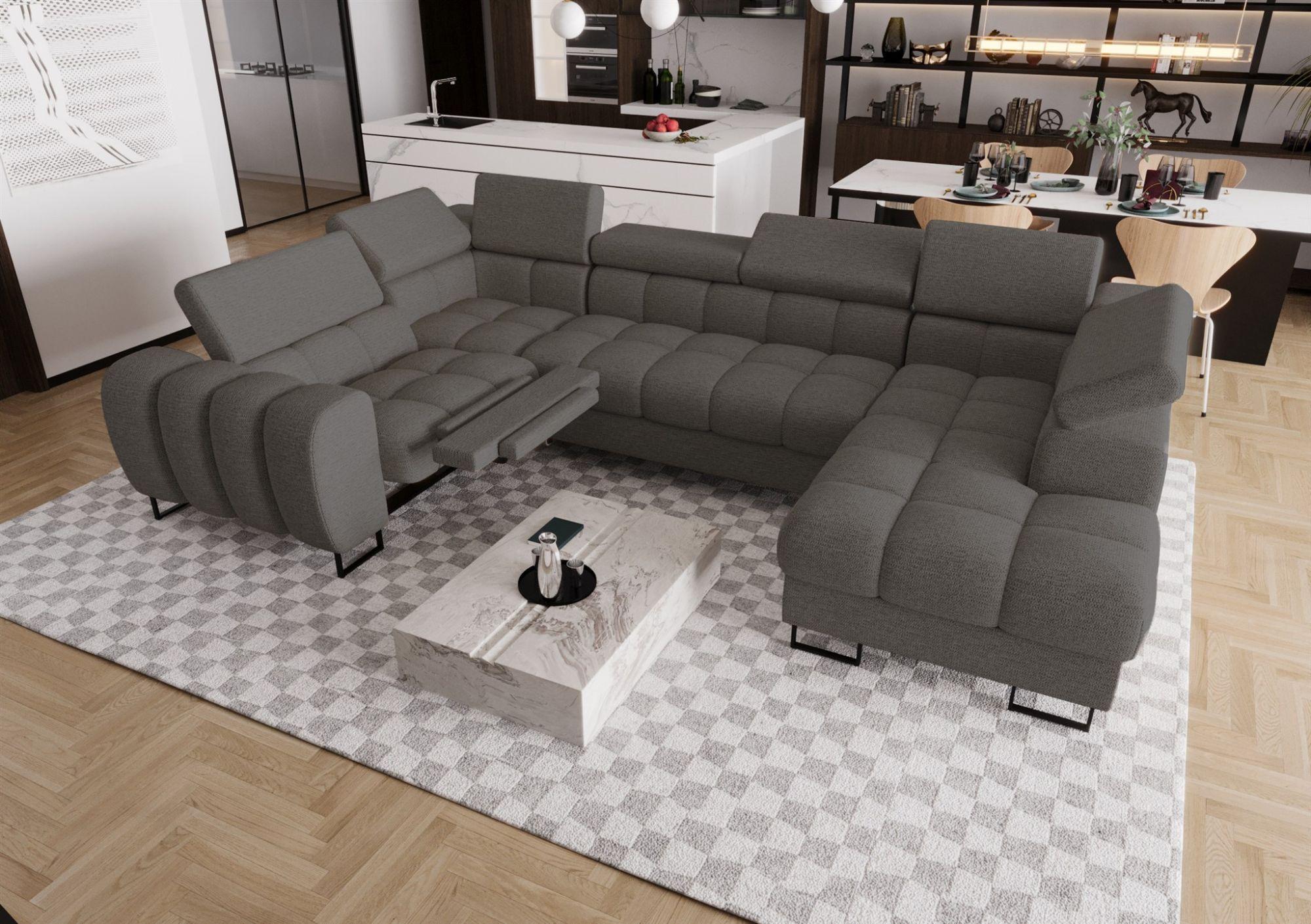WOHNLANDSCHAFT Bastien Relax Textil Fun Möbel Möbel > Sofas & Couches > Wohnlandschaften > Wohnlandschaften U-Form Grau
