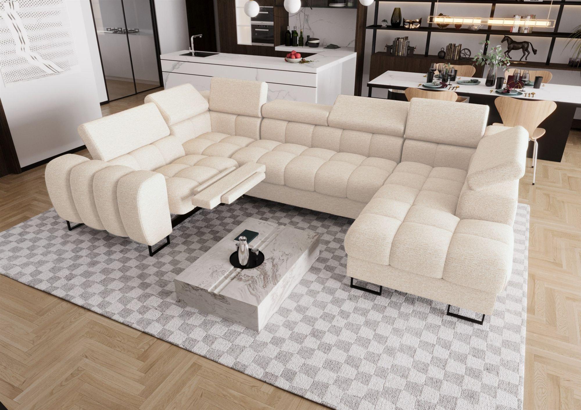 WOHNLANDSCHAFT Bastien Relax Textil Fun Möbel Möbel > Sofas & Couches > Wohnlandschaften > Wohnlandschaften U-Form Weiß