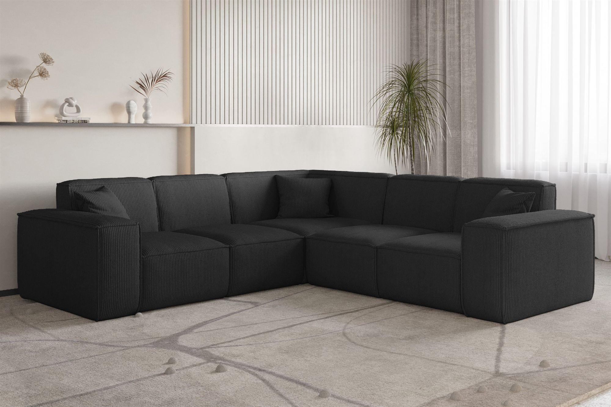 SOFA Celes Premium Stoff Scala Textil Fun Möbel Möbel > Sofas & Couches > Wohnlandschaften > Ecksofas Schwarz