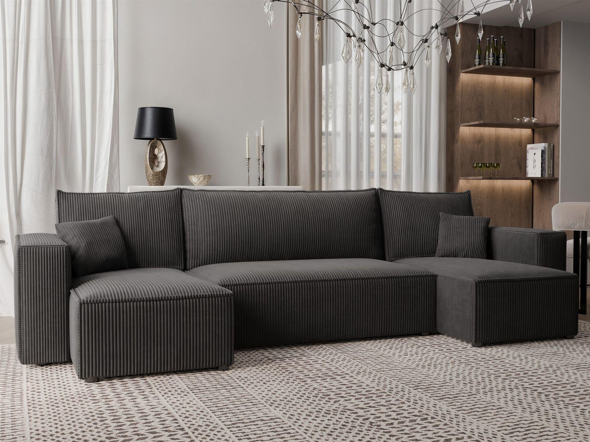 wohnli-moebel-suche-800001548788-1 WOHNLANDSCHAFT Adara Schlaffunktion Textil Fun Möbel Möbel > Sofas & Couches > Wohnlandschaften > Wohnlandschaften U-Form Schwarz