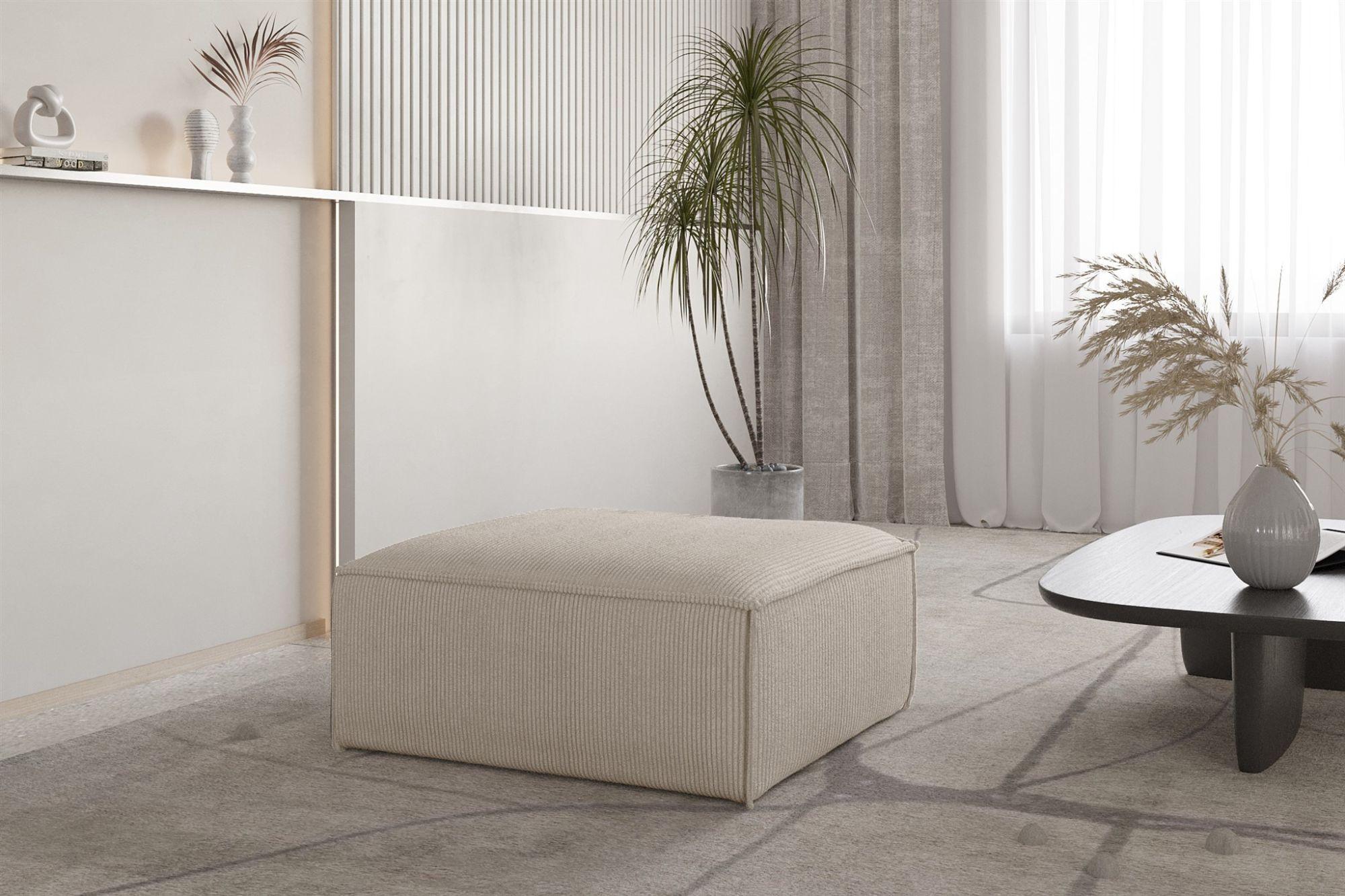 wohnli-moebel-suche-800001548795-1 POLSTERHOCKER Celes Premium 85x85cm Textil Fun Möbel Möbel > Sessel > Hocker Beige