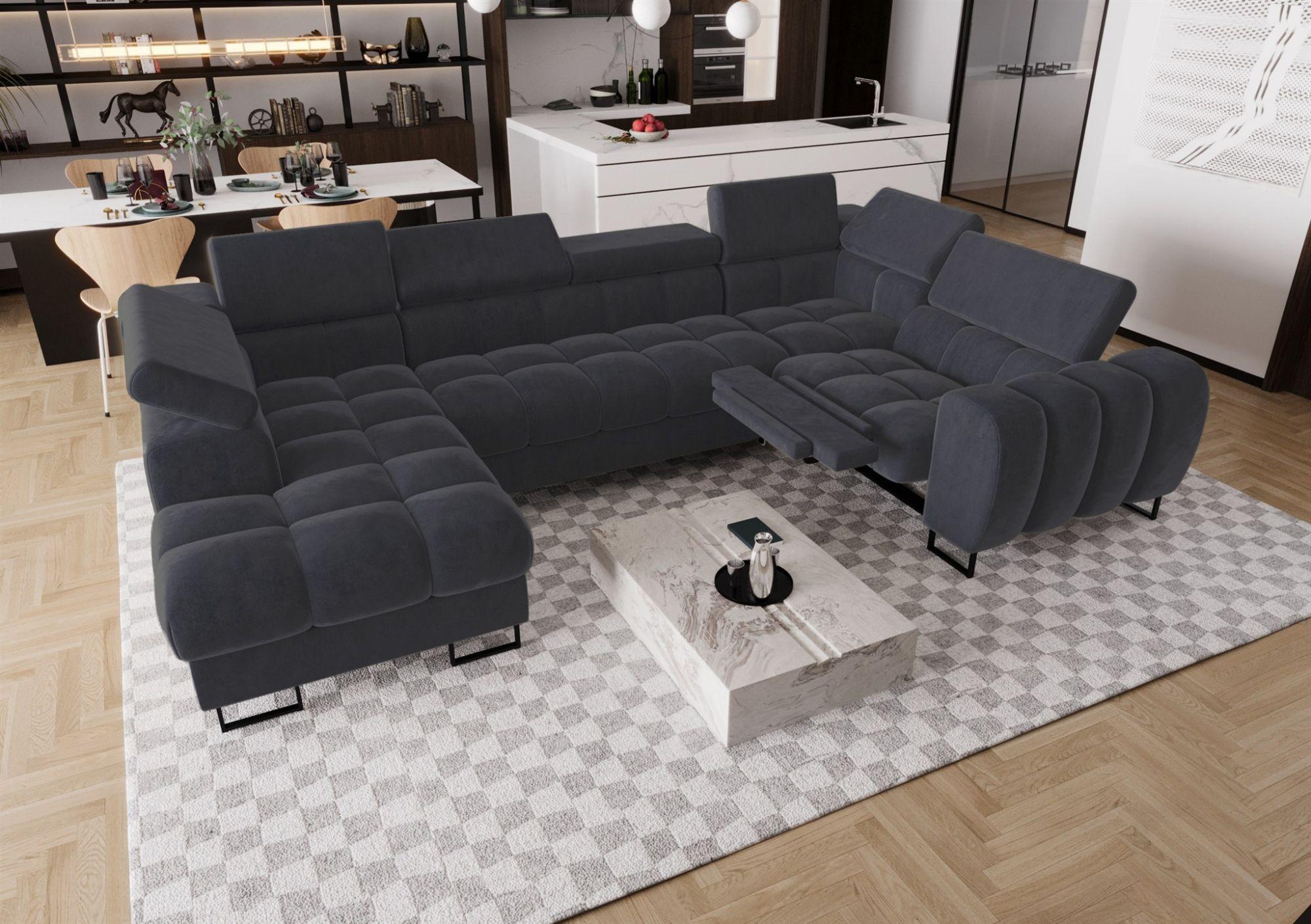 WOHNLANDSCHAFT Bastien Relax Textil Fun Möbel Möbel > Sofas & Couches > Wohnlandschaften > Wohnlandschaften U-Form Grau