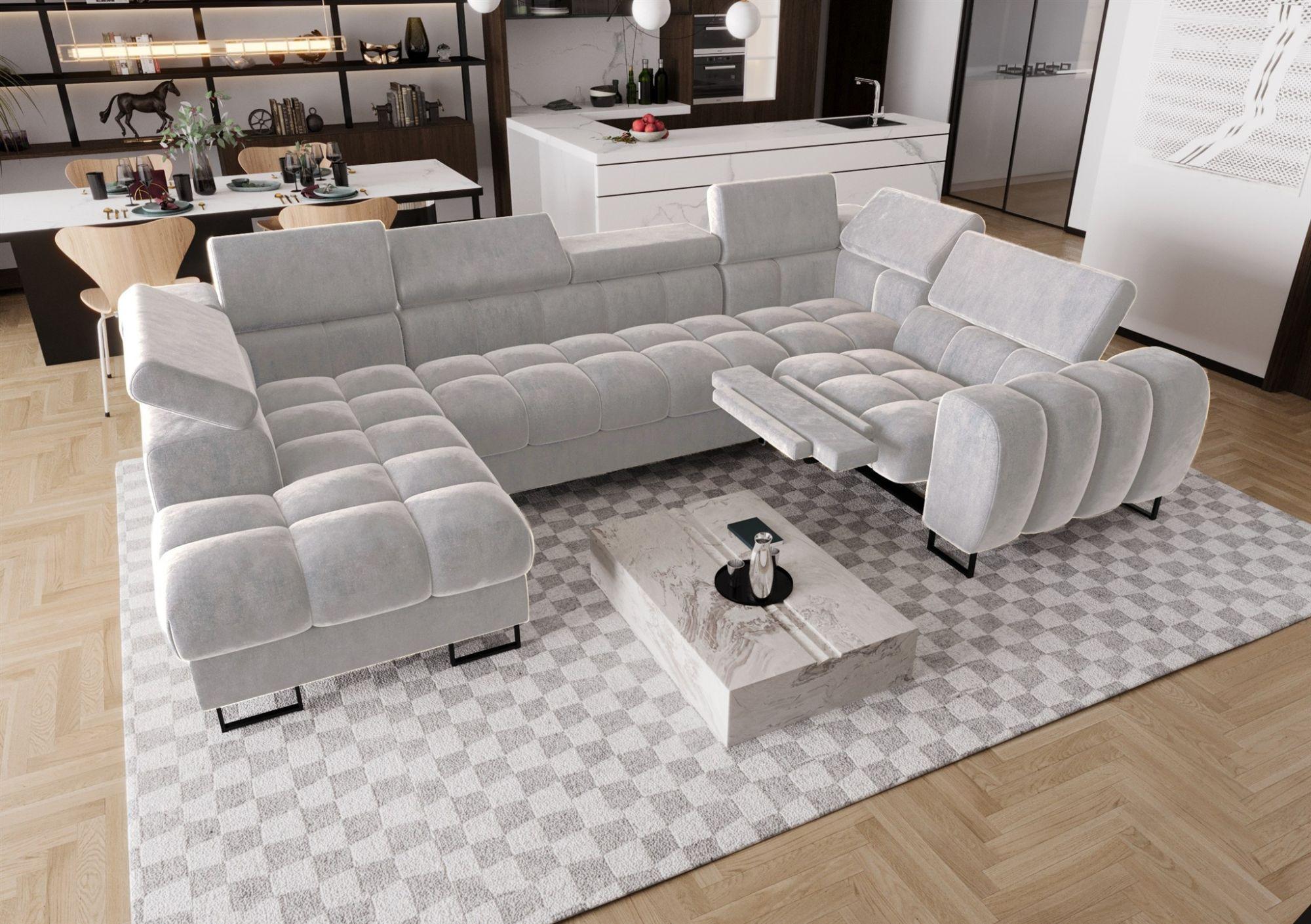 WOHNLANDSCHAFT Bastien Relax Textil Fun Möbel Möbel > Sofas & Couches > Wohnlandschaften > Wohnlandschaften U-Form Grau