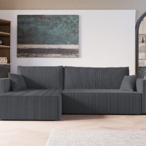 ECKSOFA Adara Max Mit Schlaffunktion Textil Fun Möbel Möbel > Sofas & Couches > Wohnlandschaften > Ecksofas Grau