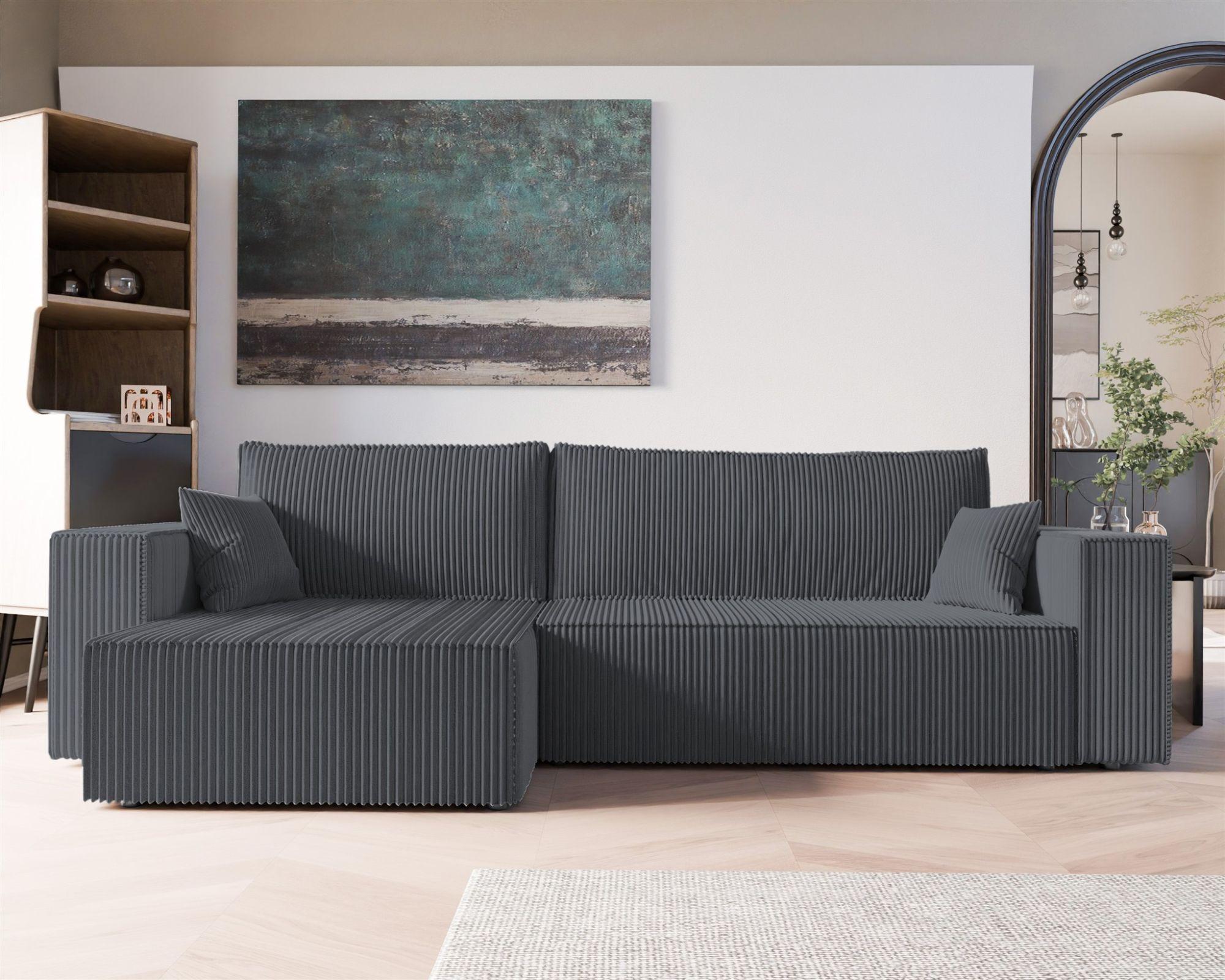 ECKSOFA Adara Max Mit Schlaffunktion Textil Fun Möbel Möbel > Sofas & Couches > Wohnlandschaften > Ecksofas Grau