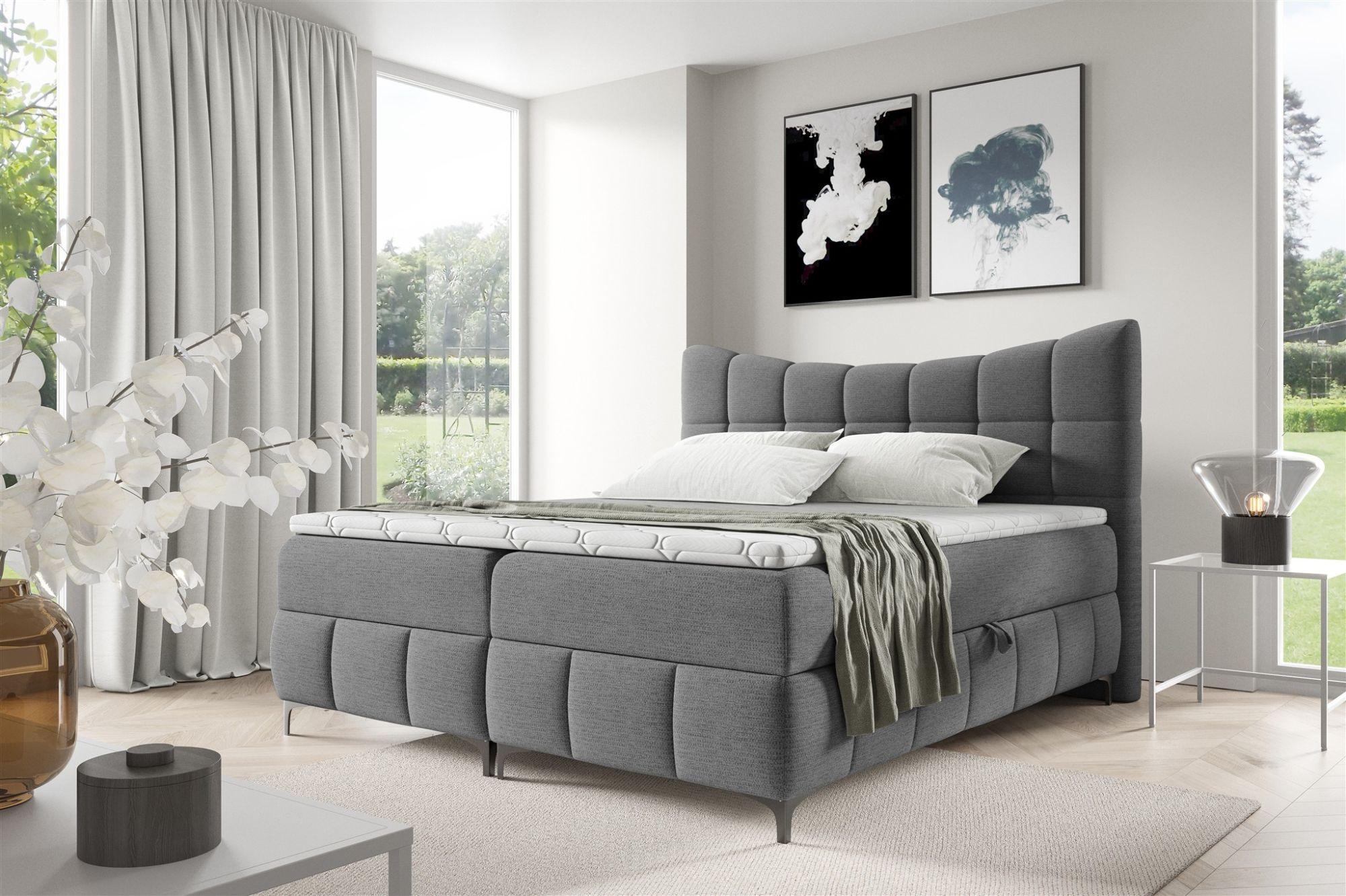 BOXBETT Charles In Aragon Textil Fun Möbel Möbel > Betten > Boxspringbetten Grau