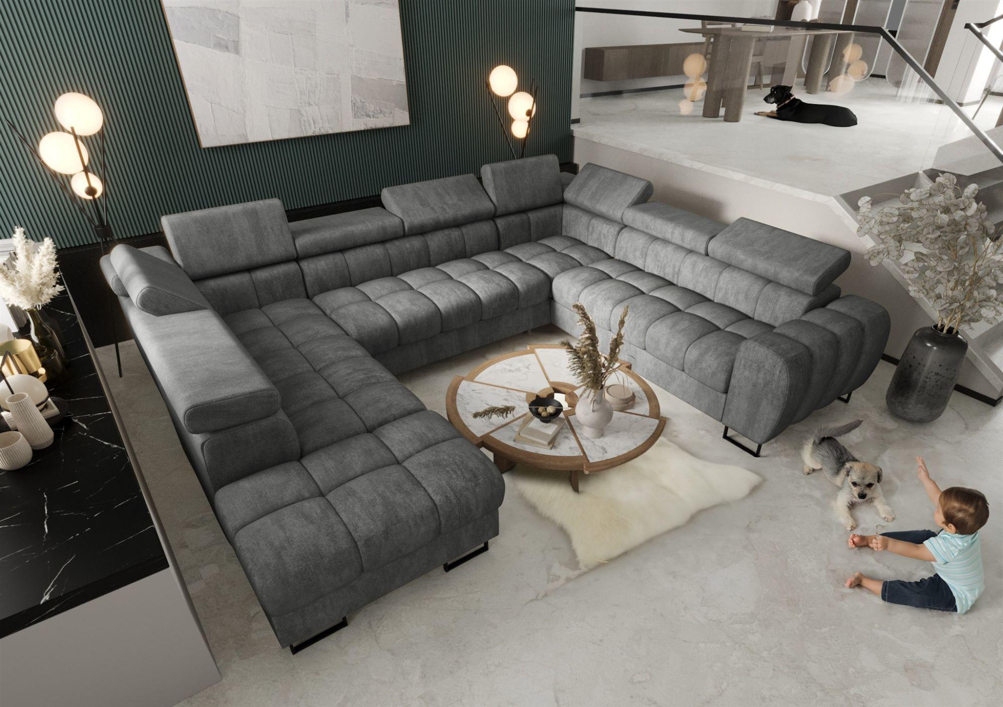 WOHNLANDSCHAFT Bastien Xl Textil Fun Möbel Möbel > Sofas & Couches > Wohnlandschaften > Wohnlandschaften U-Form Grau