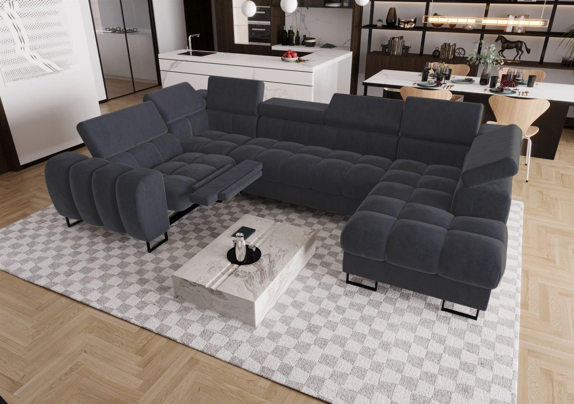 WOHNLANDSCHAFT Bastien Relax Textil Fun Möbel Möbel > Sofas & Couches > Wohnlandschaften > Wohnlandschaften U-Form Grau
